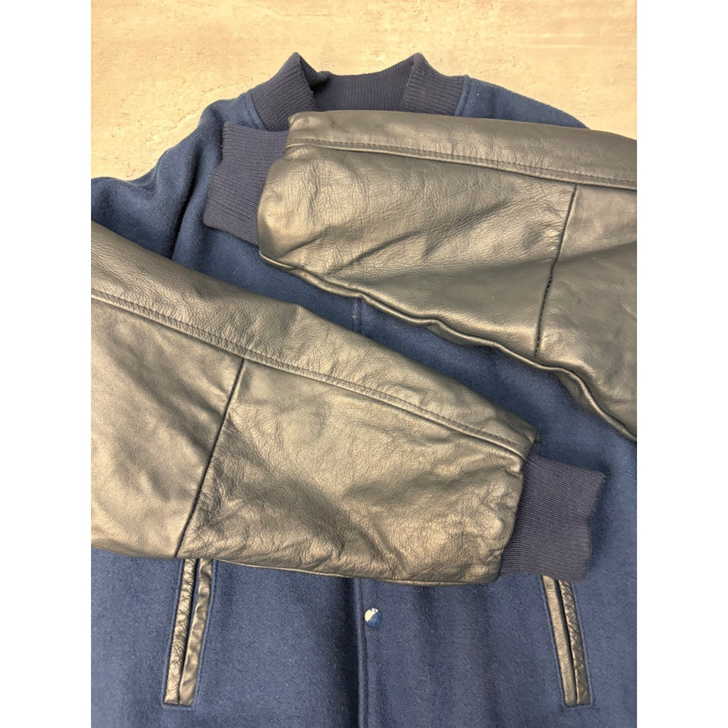 90s Canada Sportswear Varsity Style Leather Sleeve Bomber Jacket Size Large