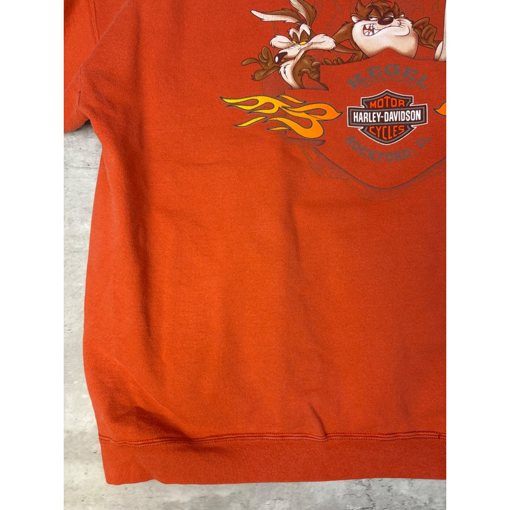 Vintage 2005 Harley Davidson One Bad Toy Looney Tunes Hooded Sweatshirt Size XL