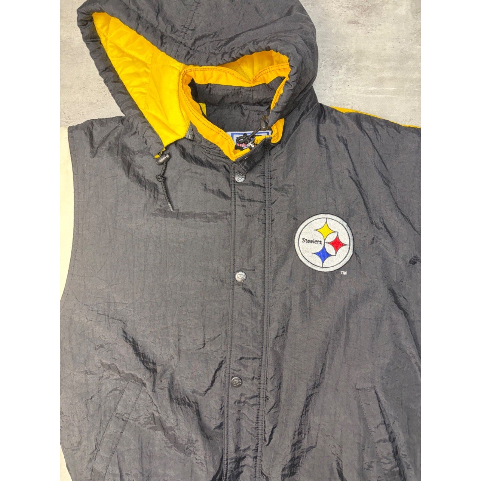 90s Pittsburgh Steelers NFL Insulated Starter Split Back Jacket Size Large