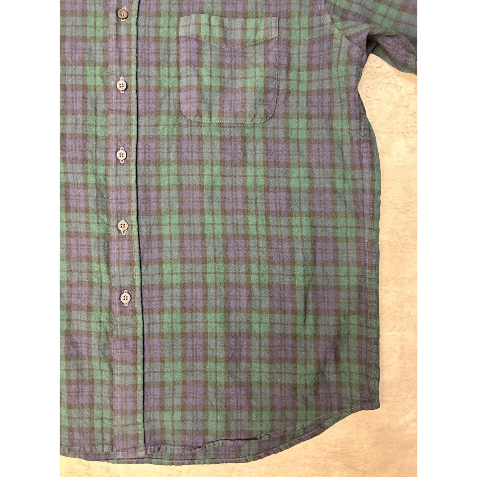 Vintage Pendleton Single Pocket Plaid Print Long Sleeve Button Up Shirt Size XL