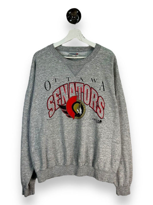 Vintage 80s/90s Ottawa Senators NHL Spellout Logo Hockey Sweatshirt Size XL