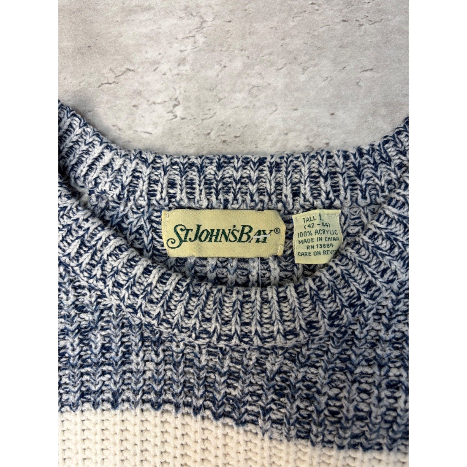 Vintage St Johns Bay Striped Pullover Knit Sweater Size Large Tall