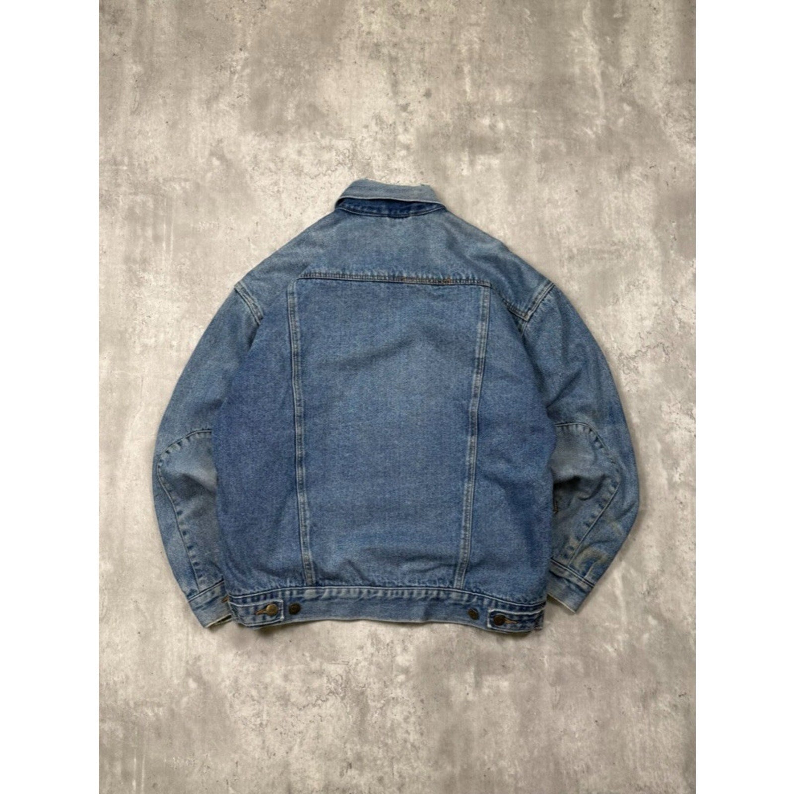 Vintage 90s Club P Plaid Lined Medium Wash Denim Trucker Jacket Size Medium
