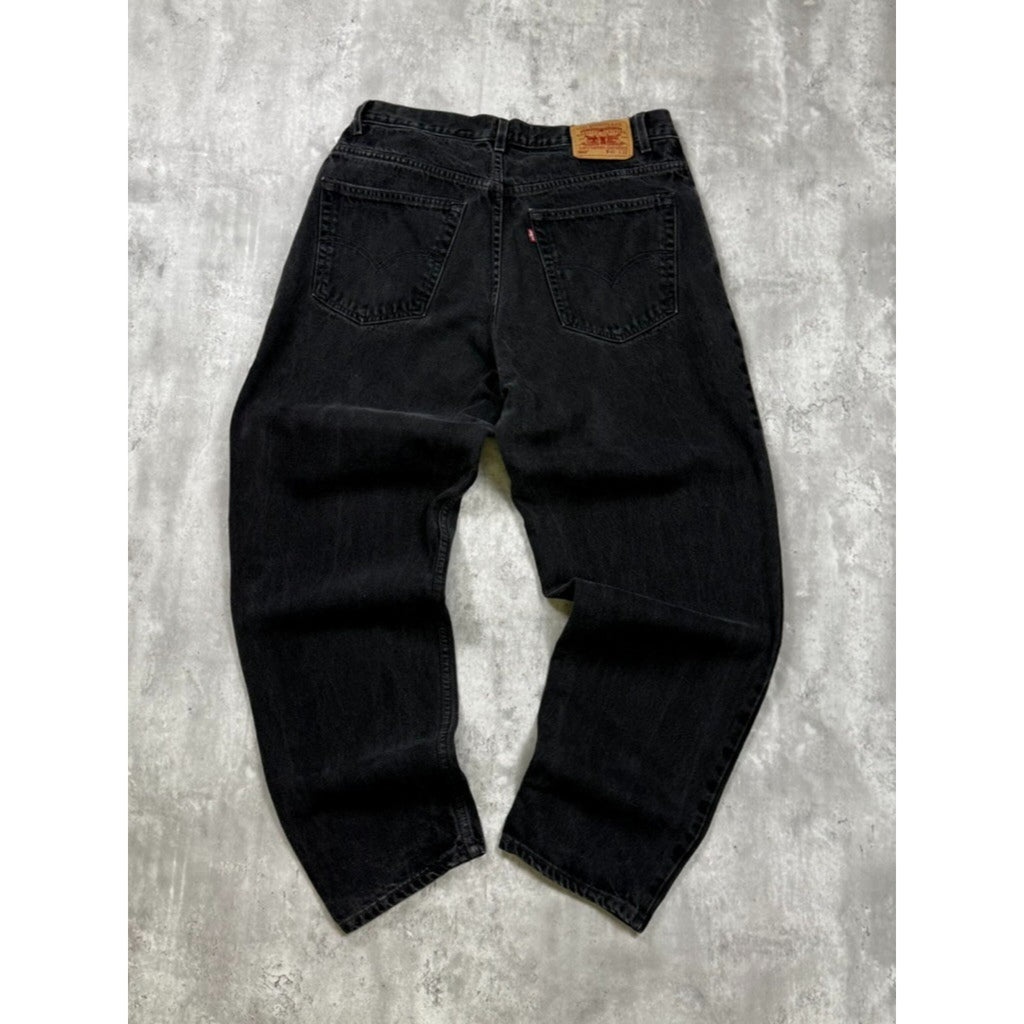 Vintage Levis 560 Red Tab Loose Fit Black Wash Denim Pants Size 39