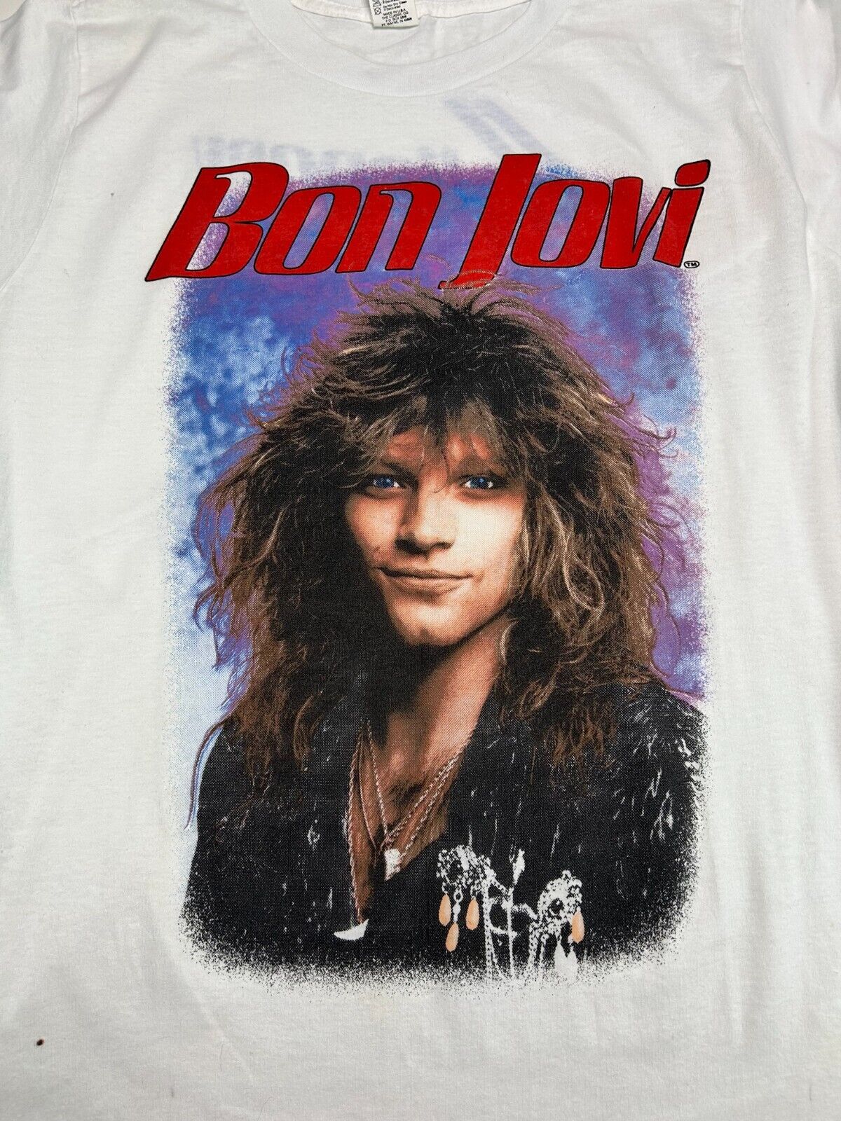 Vintage 80s Bon Jovi Slippery When Wet Rock Music Tour Graphic T-Shirt Size 2XL