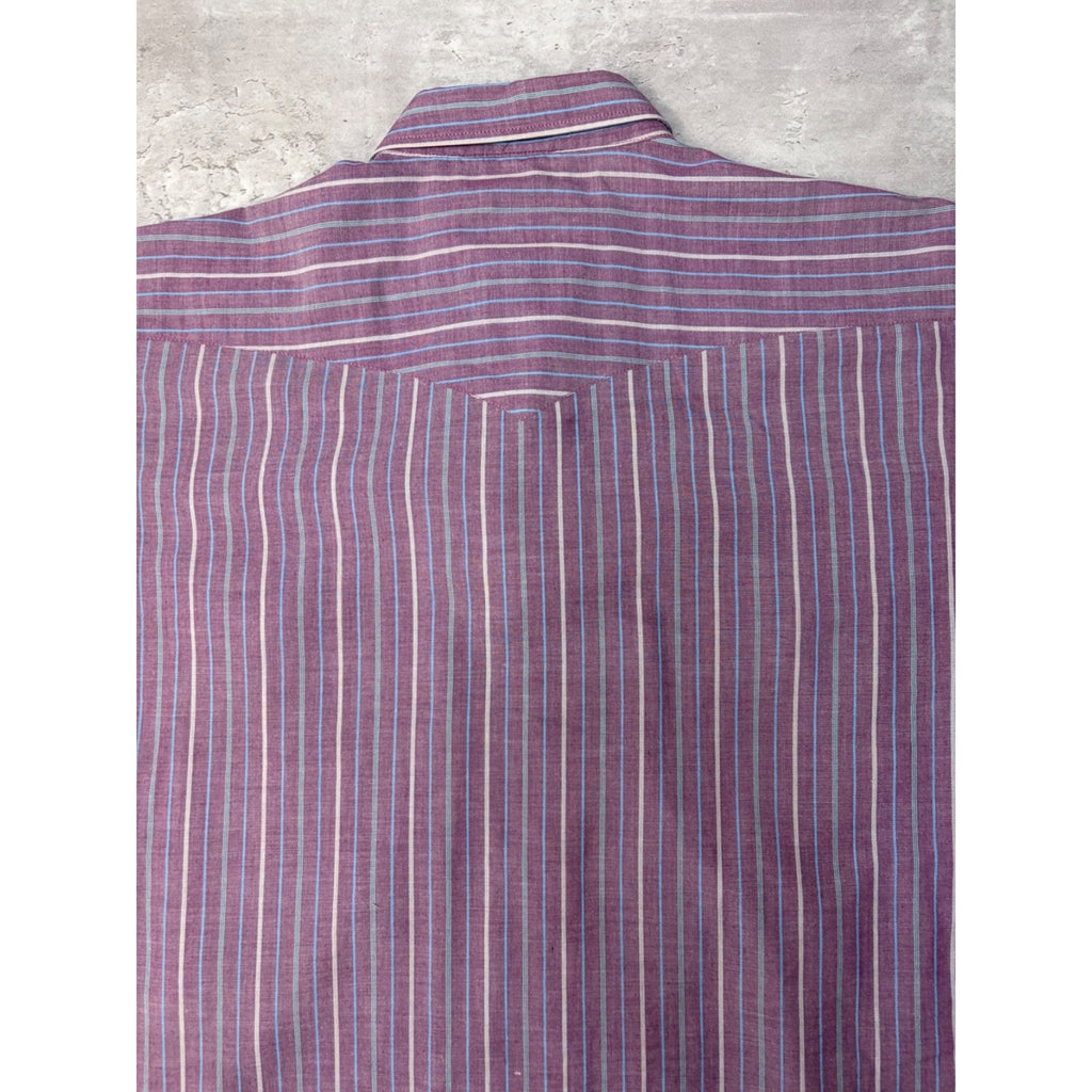 Vintage Rock Canyon Pearl Snap Striped Cropped Button Up Shirt Size XL