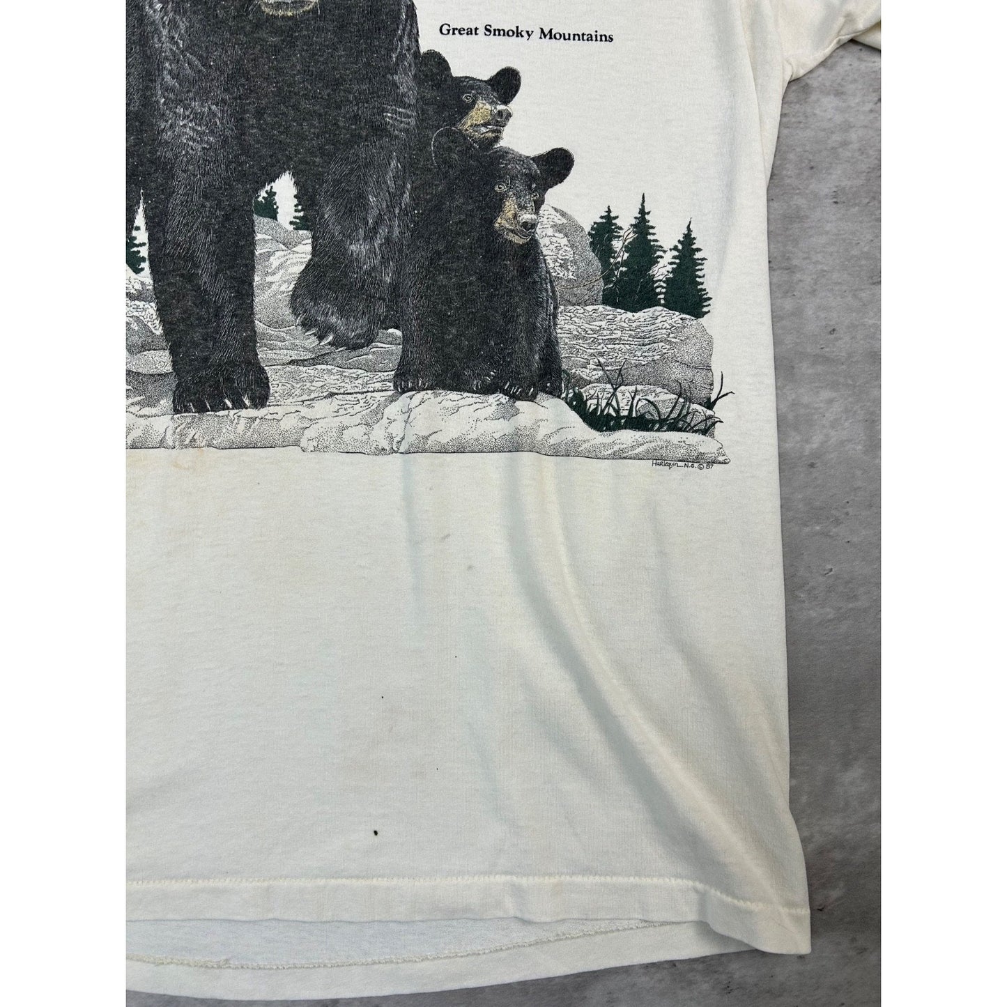 Vintage 90s Great Smoky Mountain Nature Bear Graphic Destination T-Shirt Medium