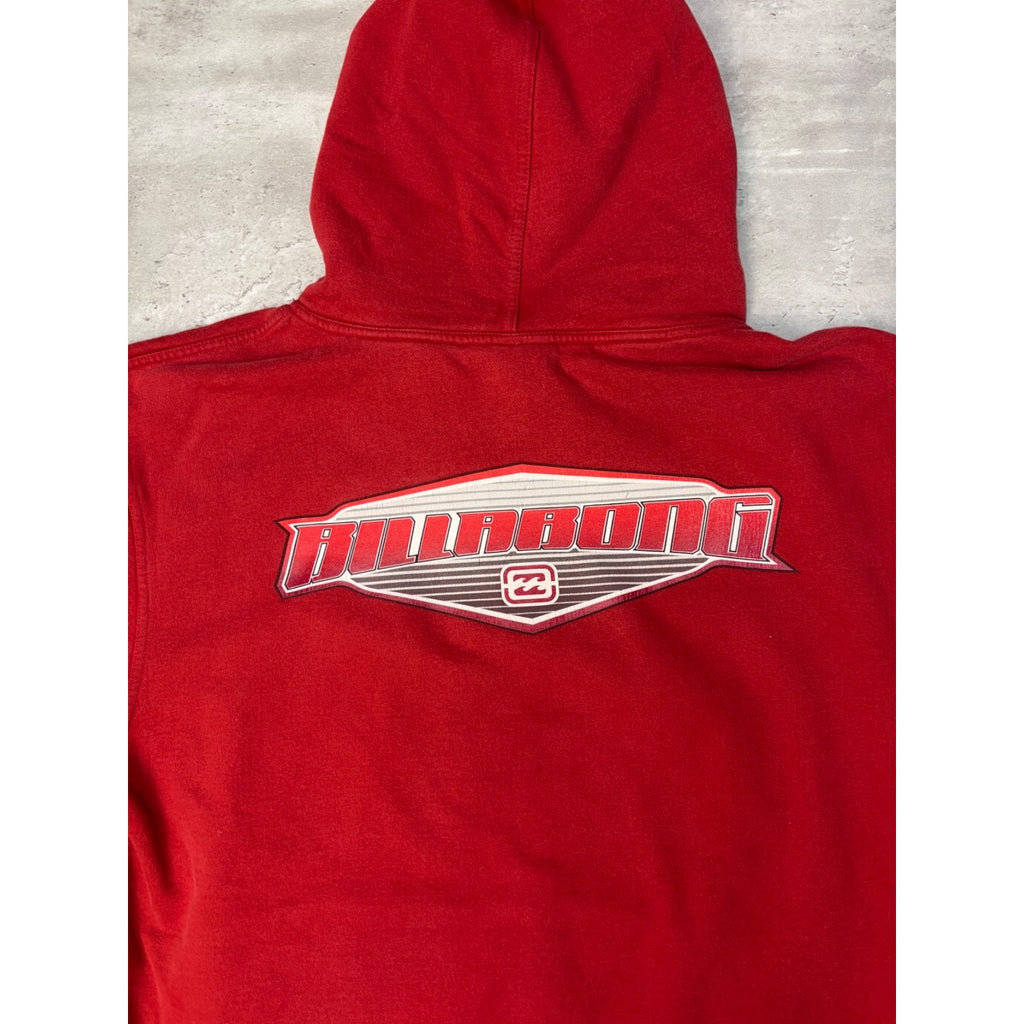 Vintage Y2K Billabong Middle Logo Pullover Hooded Red Sweatshirt Size Large