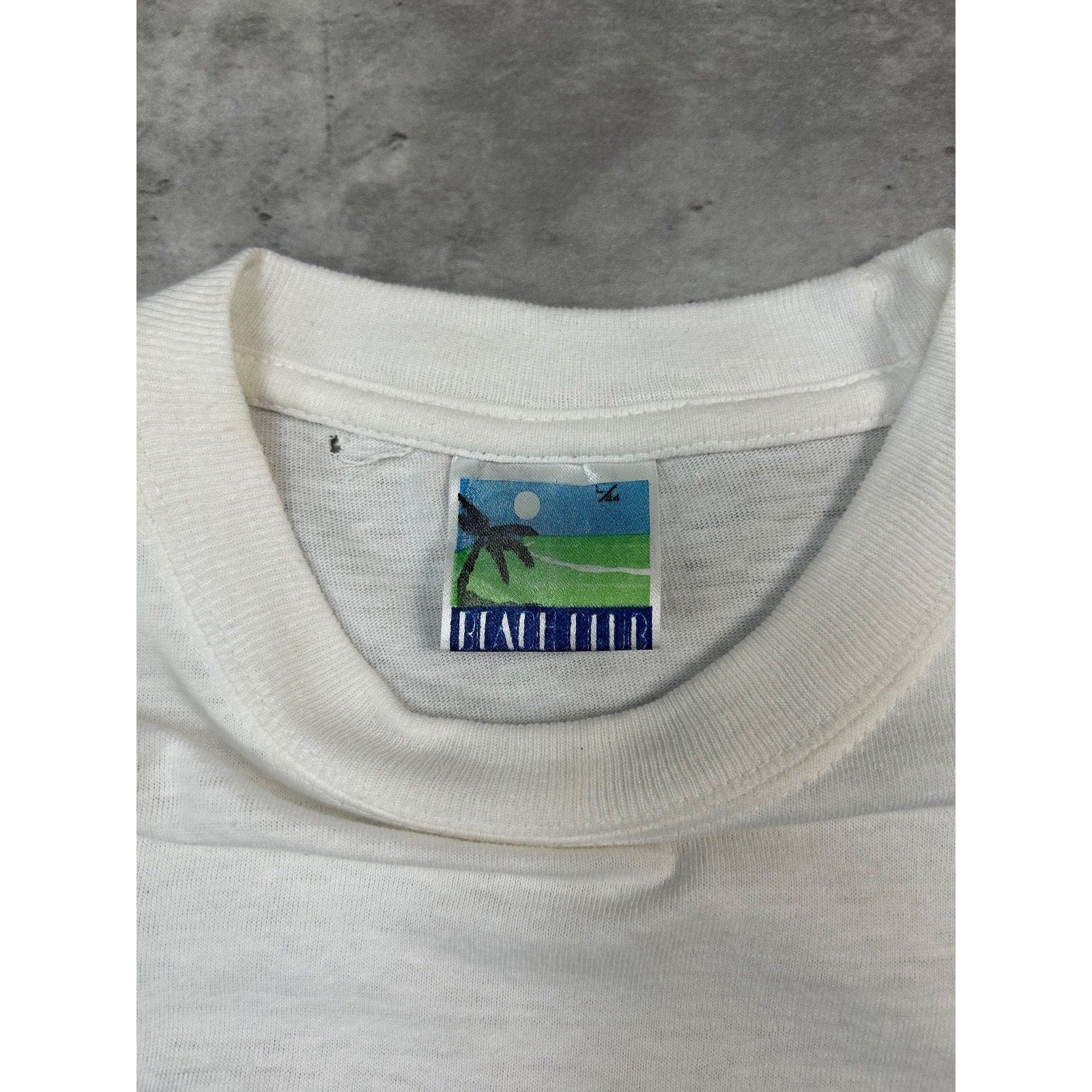 Vintage 90s Aruba Map Spellout Graphic Destination T-Shirt Size Large White
