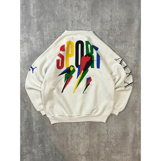 Vintage 1987 Puma Sport All Over Print Graphic Sweatshirt Sweatshirt Size Large