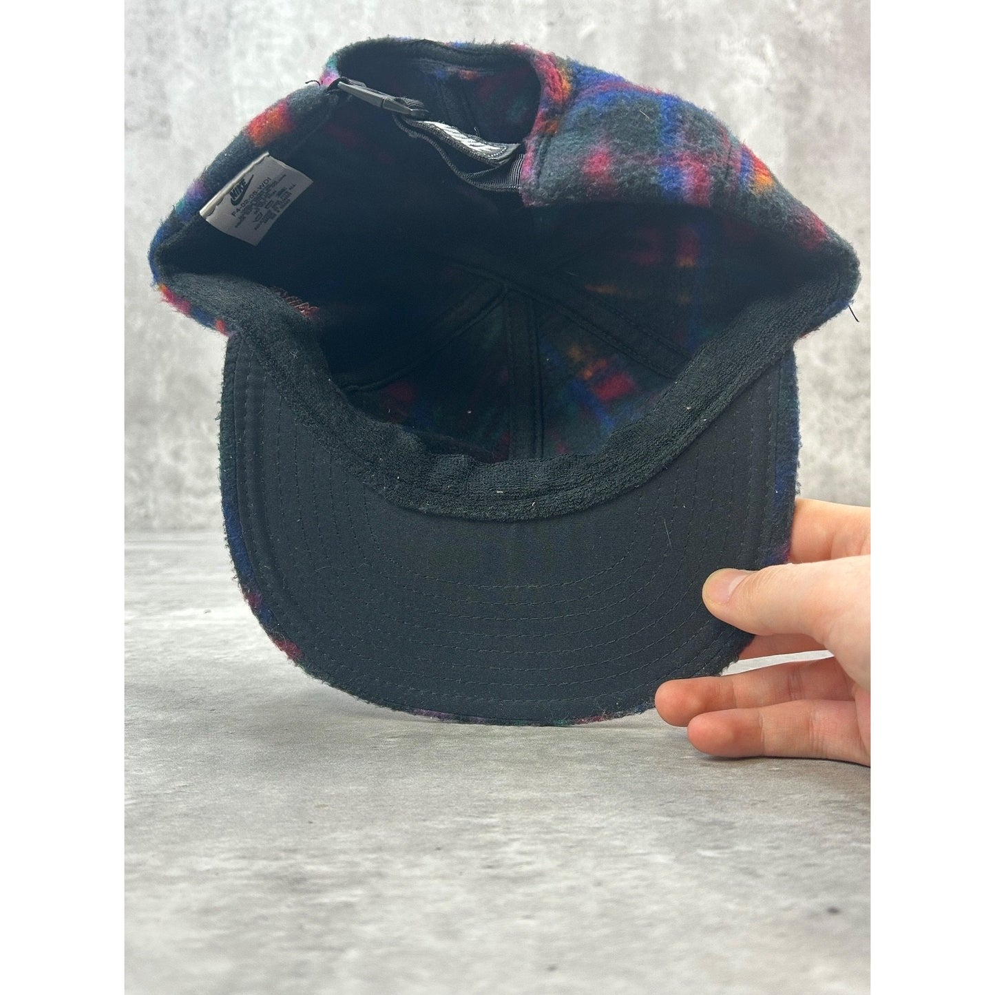 Vintage 90s Nike F.I.T Abstract Fleece Running Strapback Hat OSFA