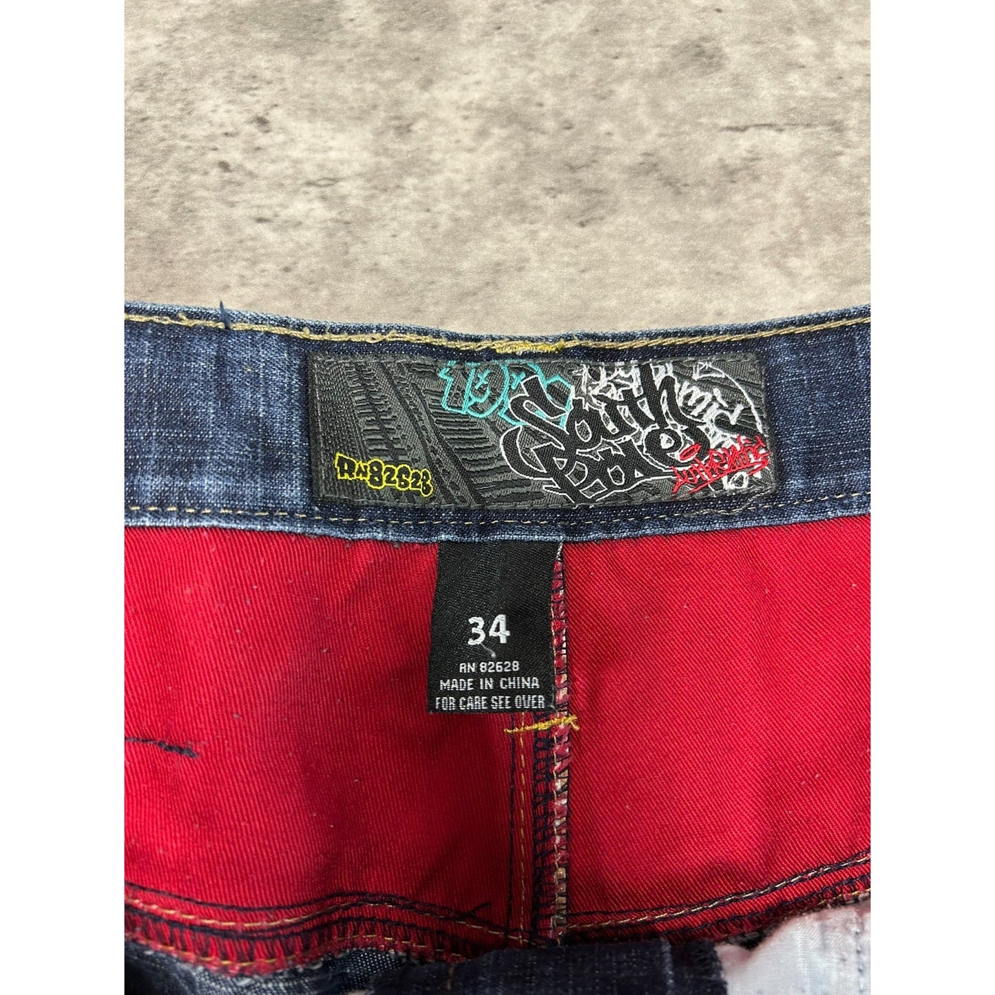 Vintage Y2K Southpole Baggy Fit Embroidered Dark Wash Denim Pants Size 33