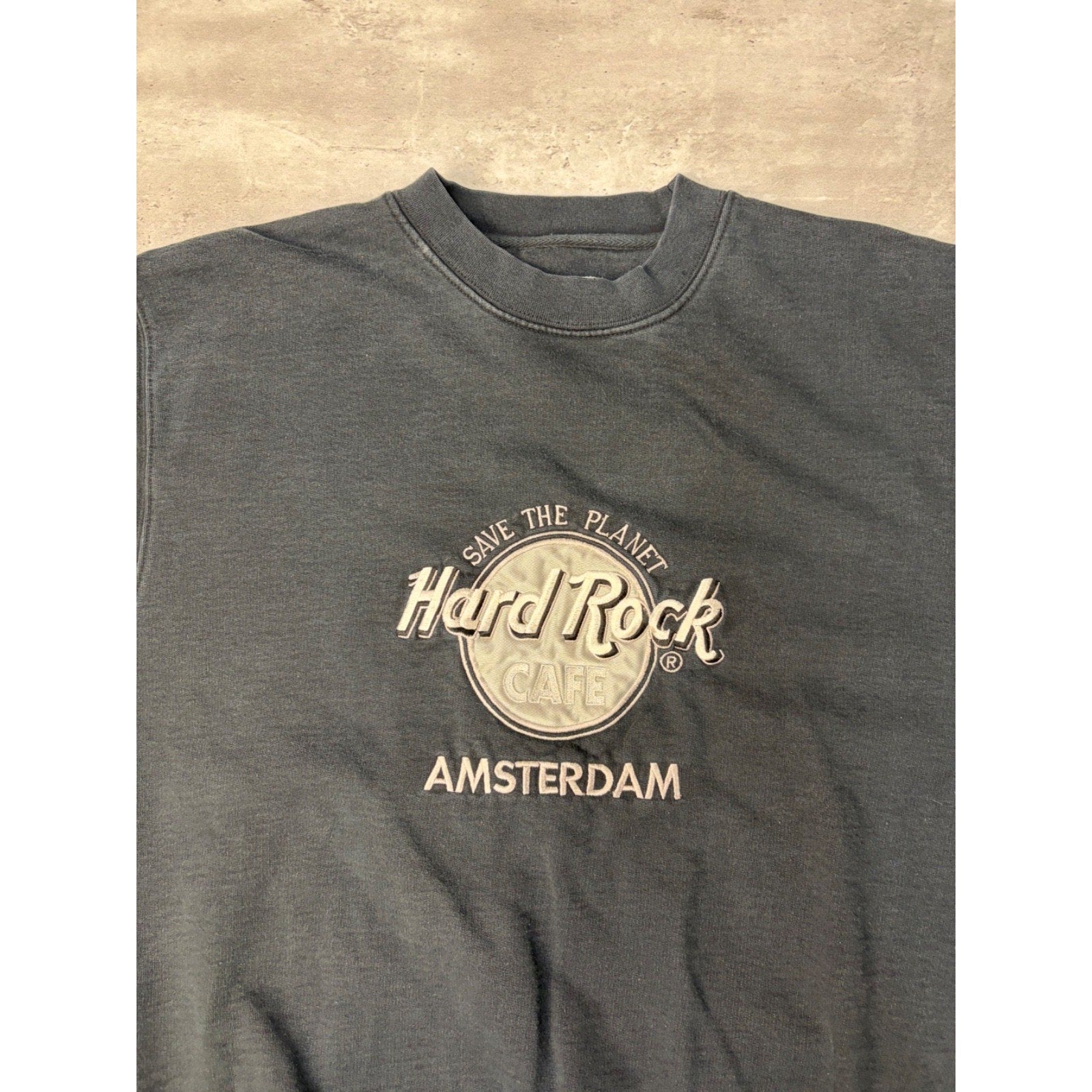Vintage 90s Hard Rock Cafe Amsterdam Embroidered Destination Sweatshirt Sz Large