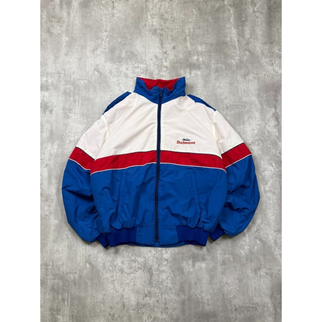 Vintage 90s Team Budweiser Nascar Team Full Zip Bomber Jacket Size XL