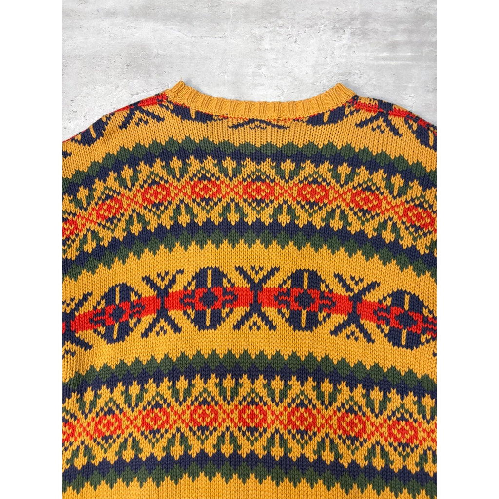 Vintage 80s/90s Abstract Striped Print Pullover Knit Sweater Size Large