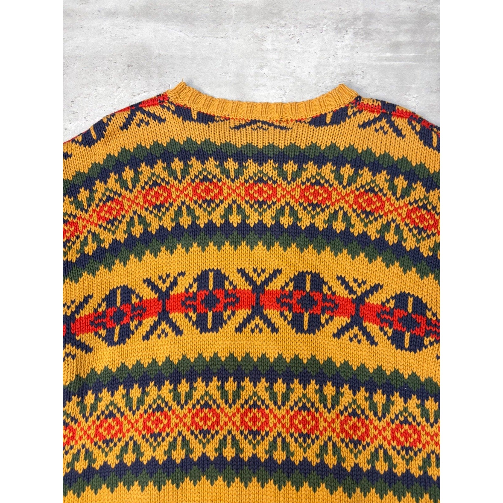 Vintage 80s/90s Abstract Striped Print Pullover Knit Sweater Size Large