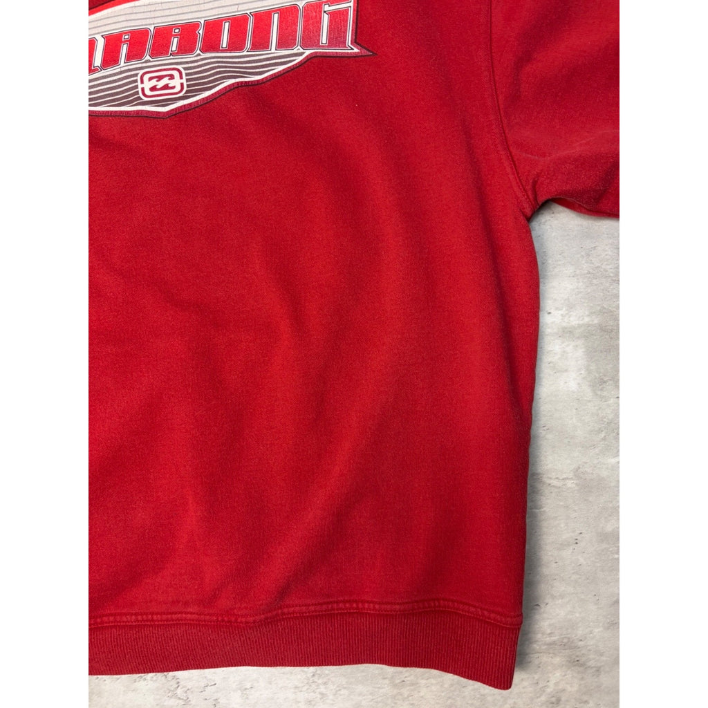 Vintage Y2K Billabong Middle Logo Pullover Hooded Red Sweatshirt Size Large