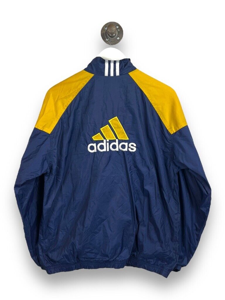 Vintage 90s Adidas Embroidered Logo Full Zip Nylon Windbreaker Jacket Sz Medium