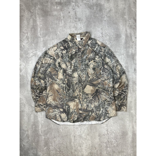 Vintage True Timber Hunting Camo Long Sleeve Button Up Shirt Size XL