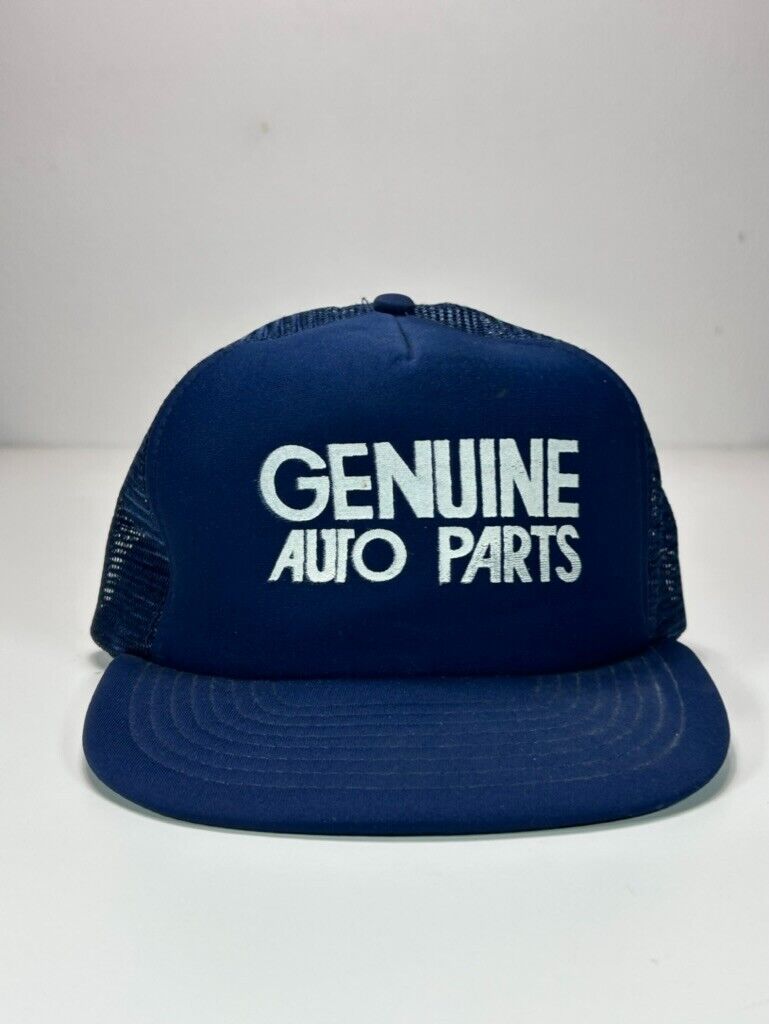 Vintage 80s Genuine Auto Parts Graphic Spellout Trucker Snapback Hat OSFA