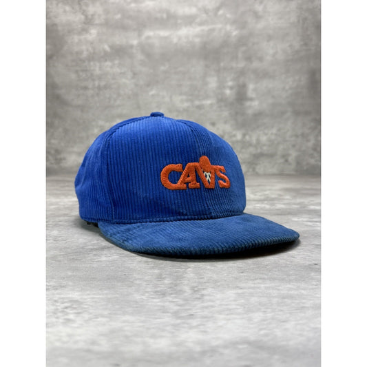 VTG 90s Cleveland Cavaliers NBA Embroidered Spellout Corduroy Snapback Hat OSFA