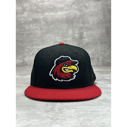 Rochester Red Wings MiLB Embroidered Logo Baseball Fitted Hat 7 1/2 Black