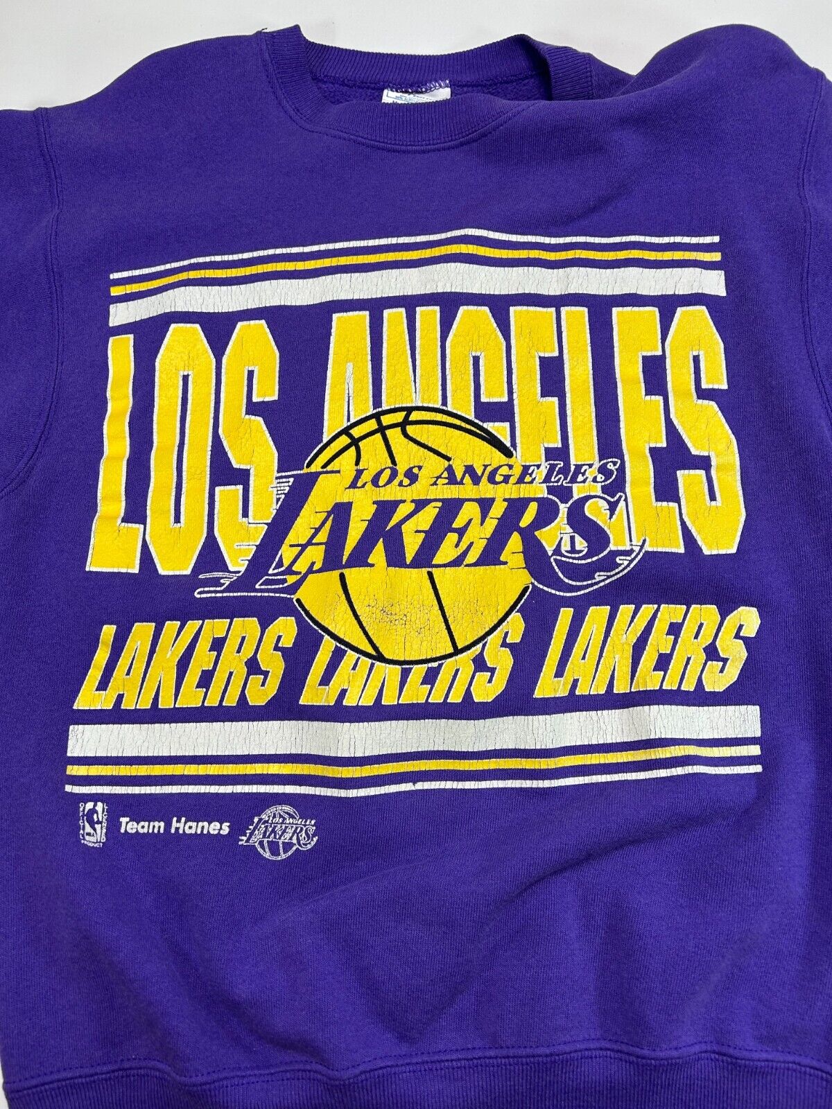 Vintage 80s/90s Los Angeles Lakers NBA Big Graphc Spellout Sweatshirt Sz Medium