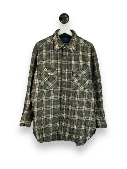 VTG 80s/90s Pendleton Wool Plaid Double Pocket Long Sleeve Button Up Shirt Sz XL