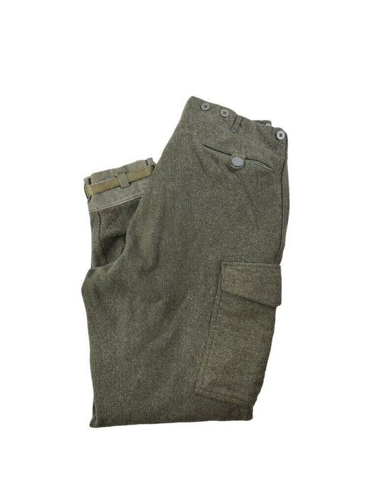 Vintage 1971 WWII Swedish Military Issue C150 Wool Cargo Pants Size 31