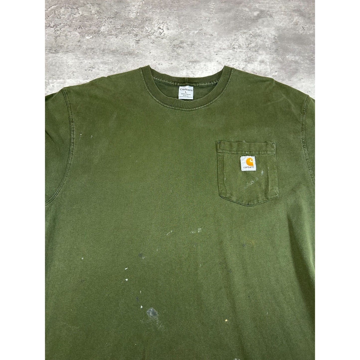 Vintage Carhartt Embroidered Patch Pocket Workwear T-Shirt Size Large