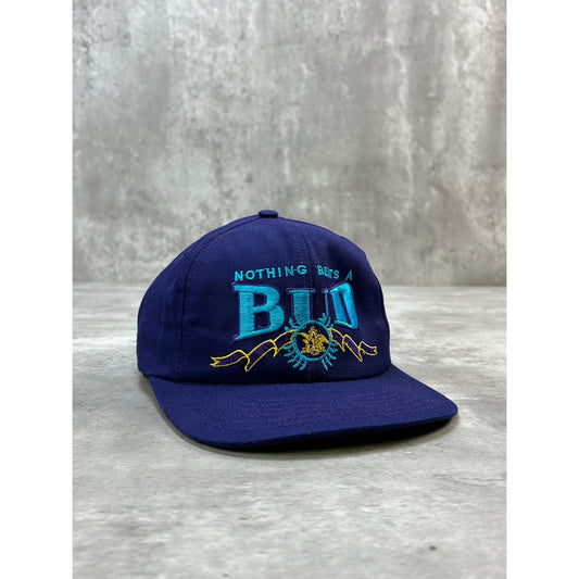 Vintage 90s Budweiser Nothing Beats A Bud Beer Promo Snapback Hat OSFA