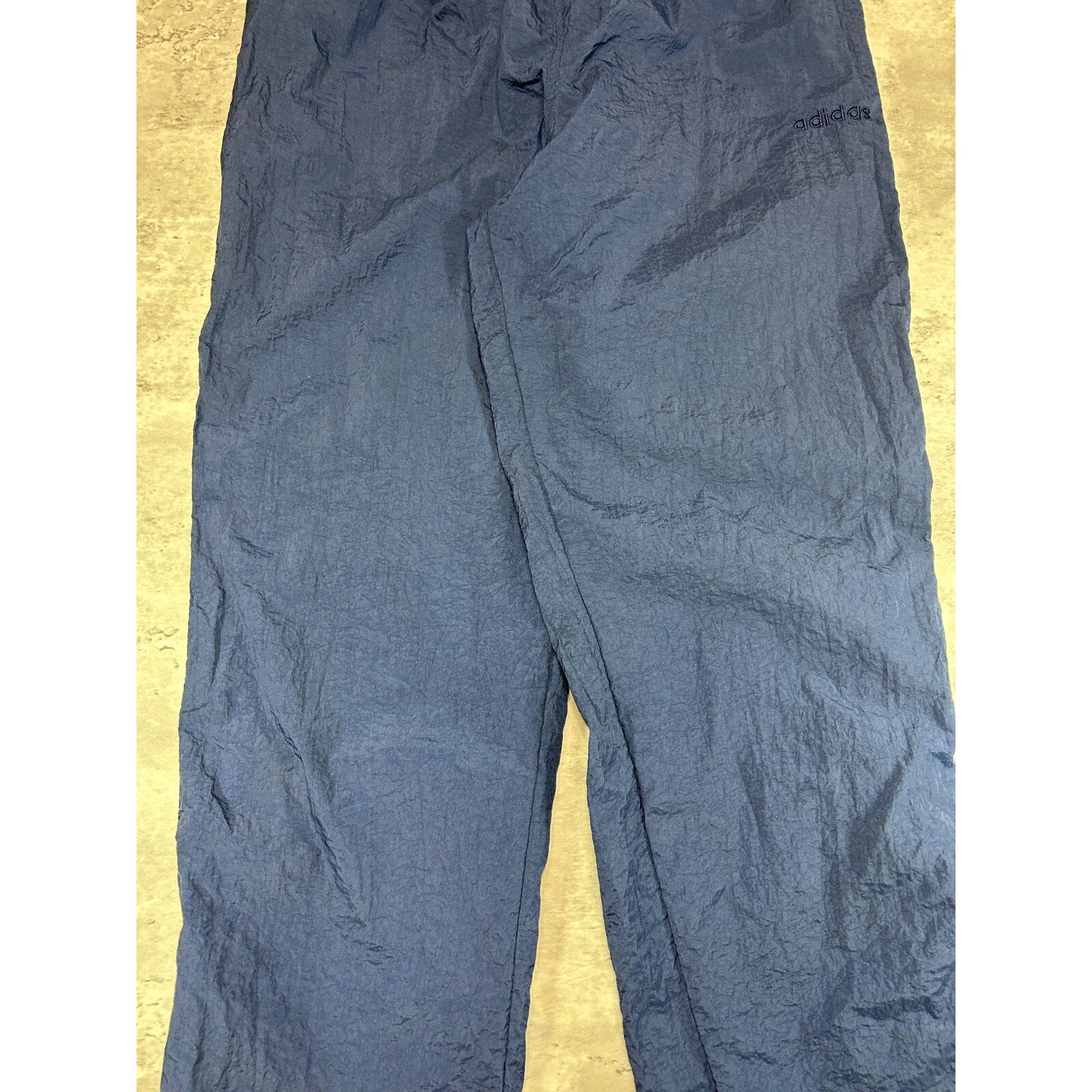 Vintage 90s Adidas Nylon Athletic Track Pants Size Medium Navy Blue