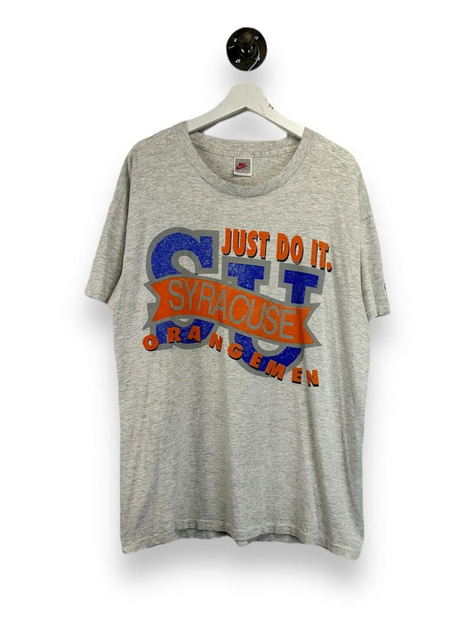 Vintage 80s Syracuse Orangemen NCAA Nike Just Do It Graphic T-Shirt Size XL Gray