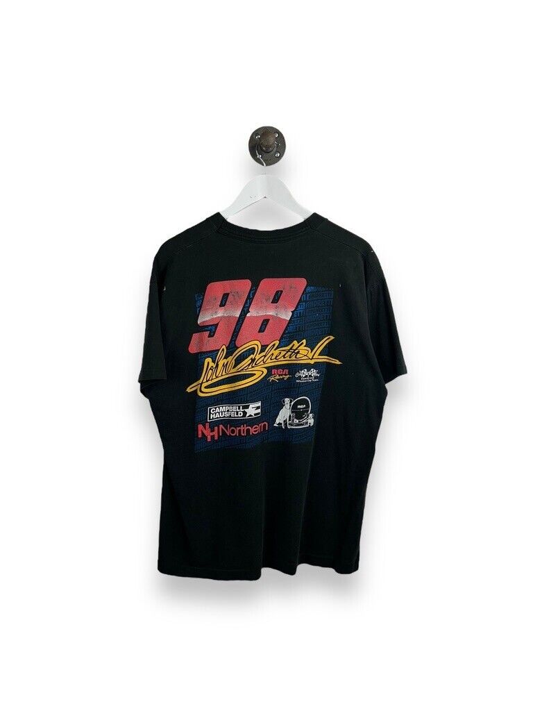 Vintage 90s John Andretti #98 Nascar Racing Graphic T-Shirt Size XL Black