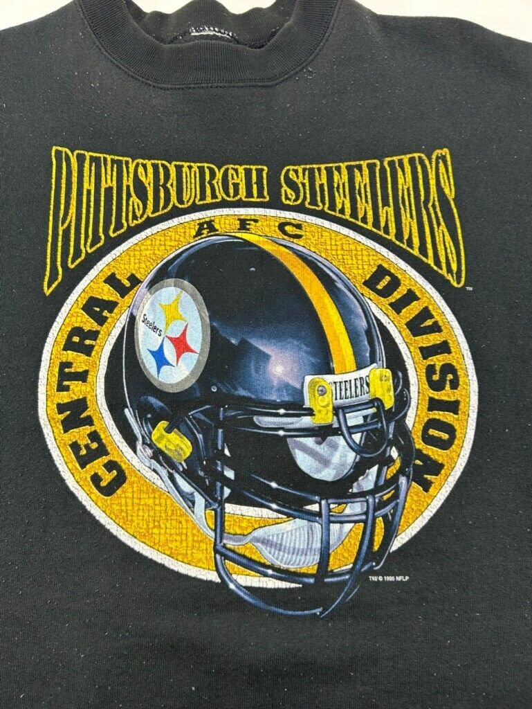 Vintage 1995 Pittsburgh Steelers NFL Helmet Graphic Sweatshirt Size 2XL 90s