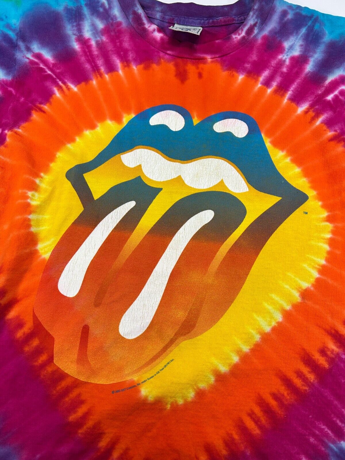 Vintage 02/03 Rolling Stones Tye Dye Rock And Roll Music Tour T-Shirt Sz Medium