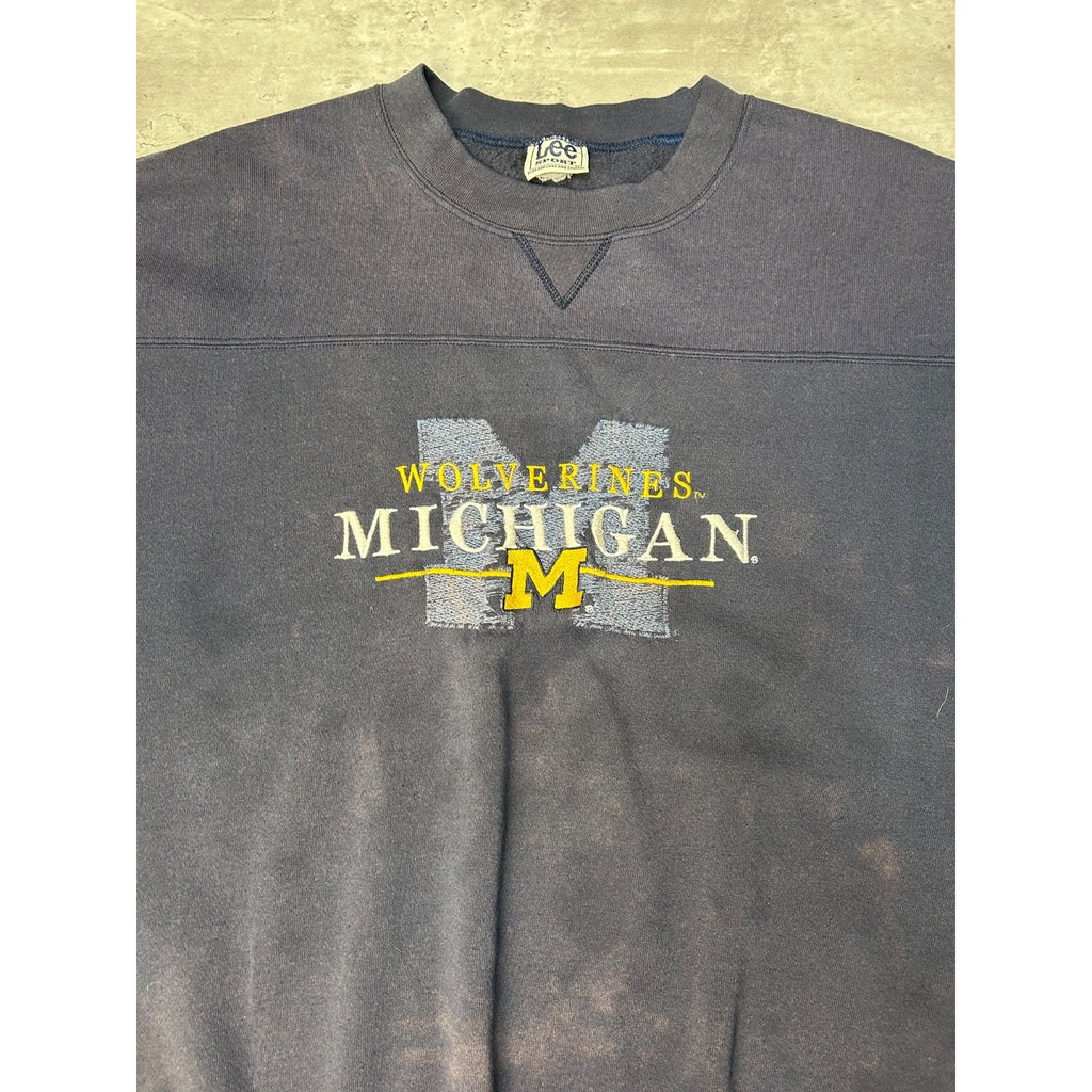 Vintage 90s Michigan Wolverines NCAA Embroidered Spellout Sweatshirt Size 2XL