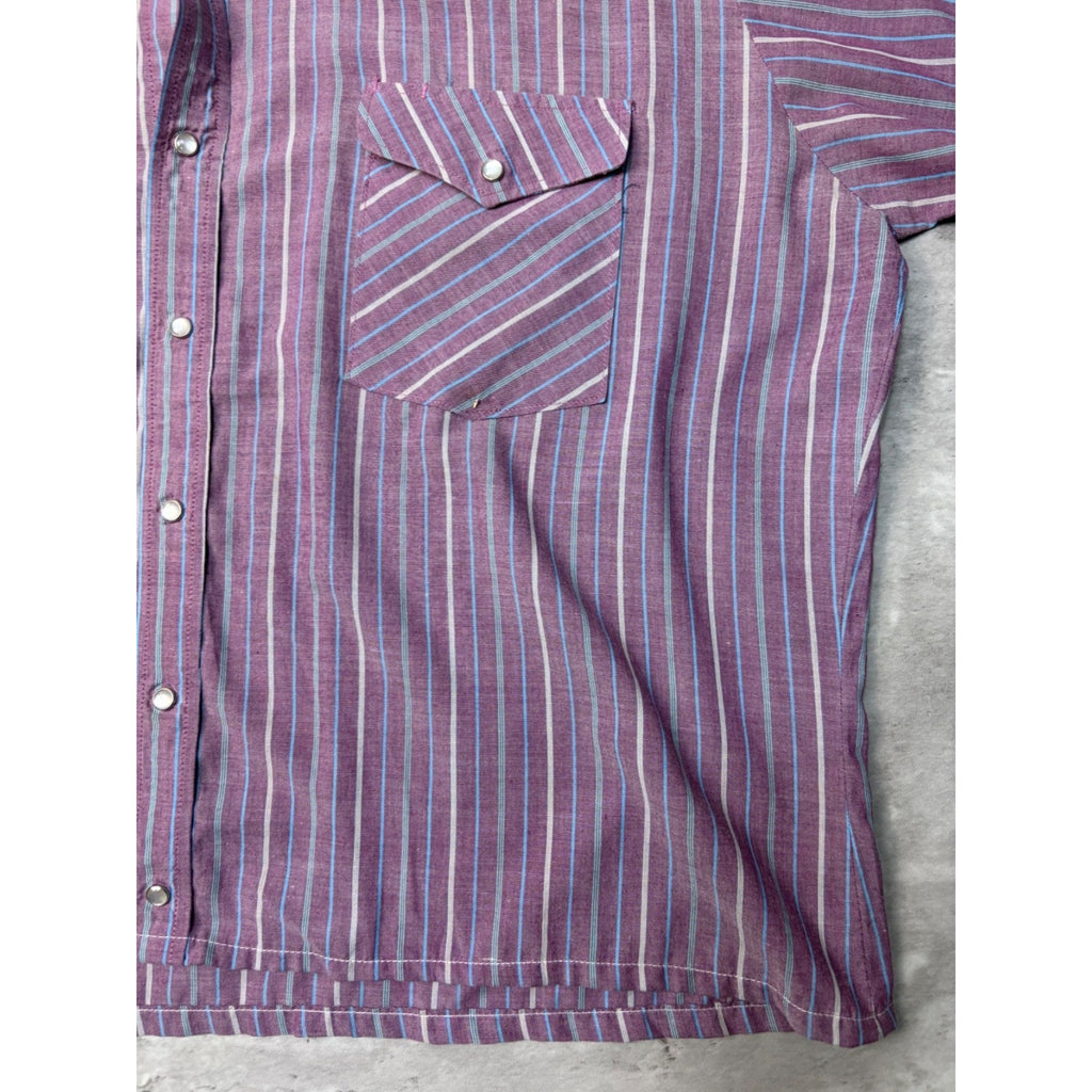Vintage Rock Canyon Pearl Snap Striped Cropped Button Up Shirt Size XL