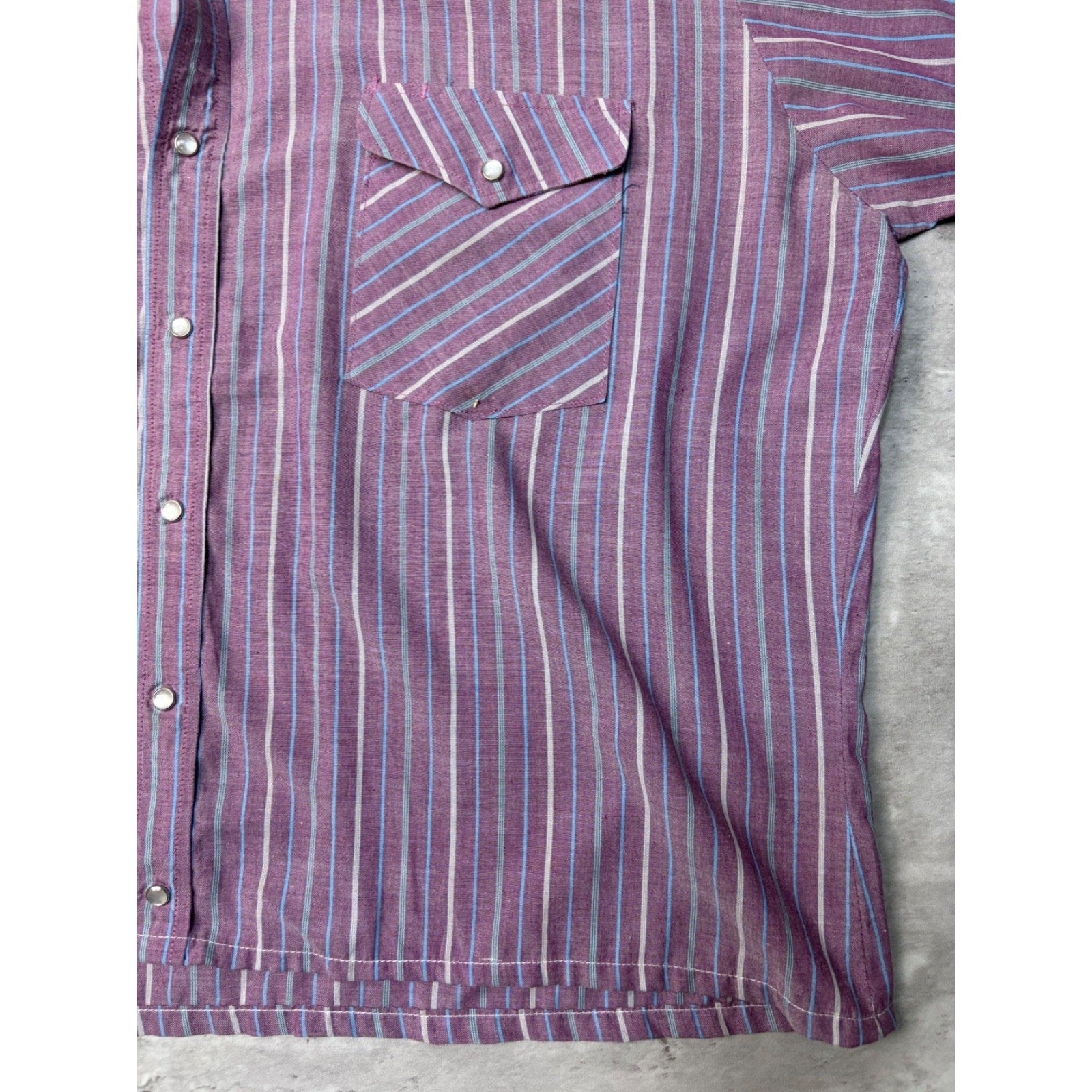Vintage Rock Canyon Pearl Snap Striped Cropped Button Up Shirt Size XL