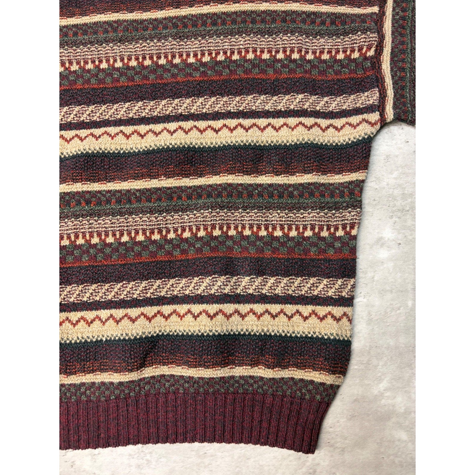 Vintage 90s St Johns Bay Abstract Striped Pullover Knit Sweater Size Large