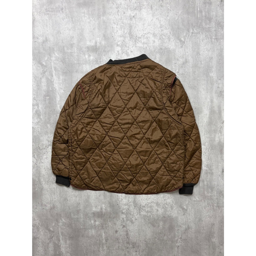 Vintage 1950s Brown Quilted Thermal Lined Full Zip Jacket Size Small