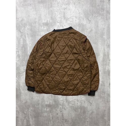 Vintage 1950s Brown Quilted Thermal Lined Full Zip Jacket Size Small