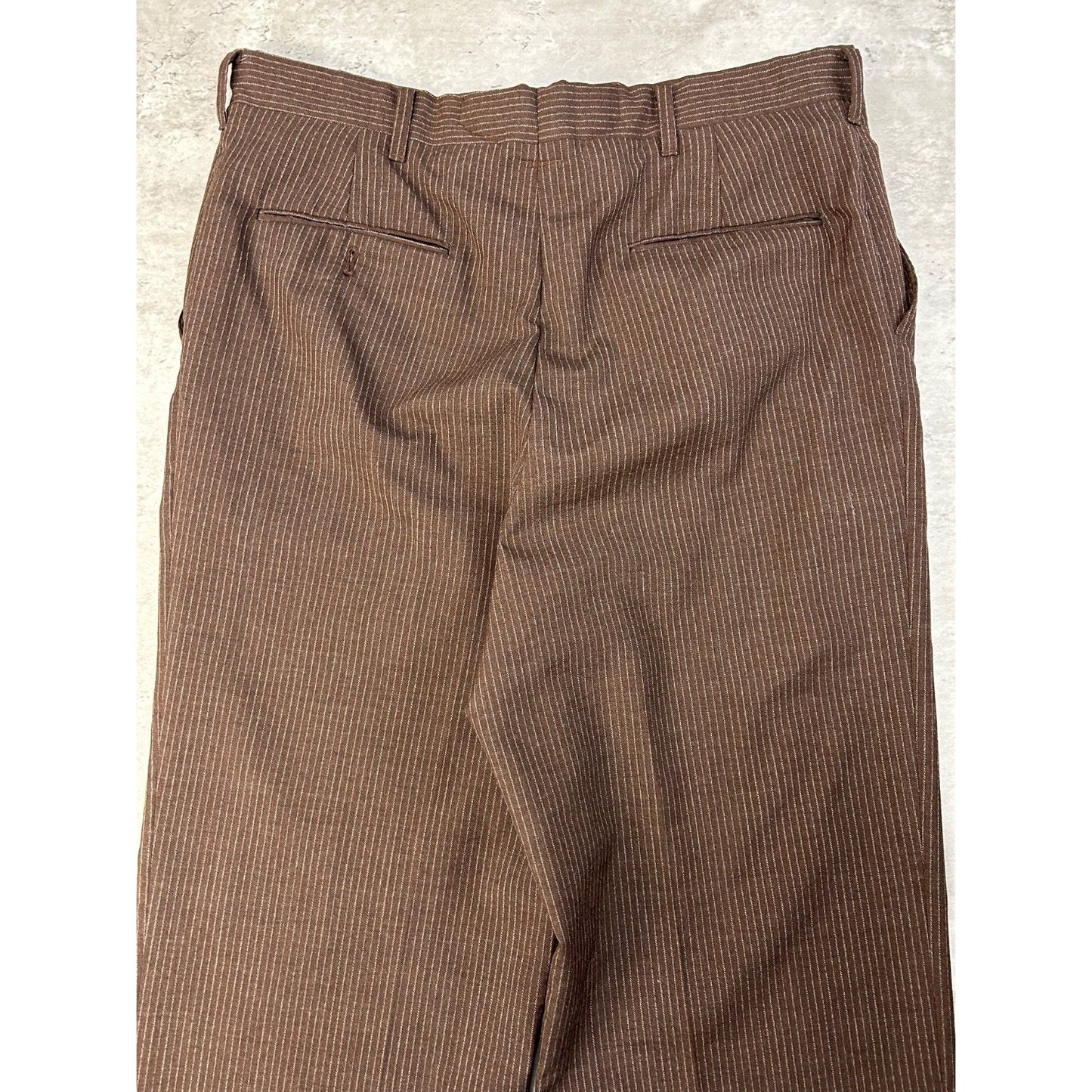 Vintage 80s Pinstripe Earth Tone Straight Fit Trouser Style Pants Size 33