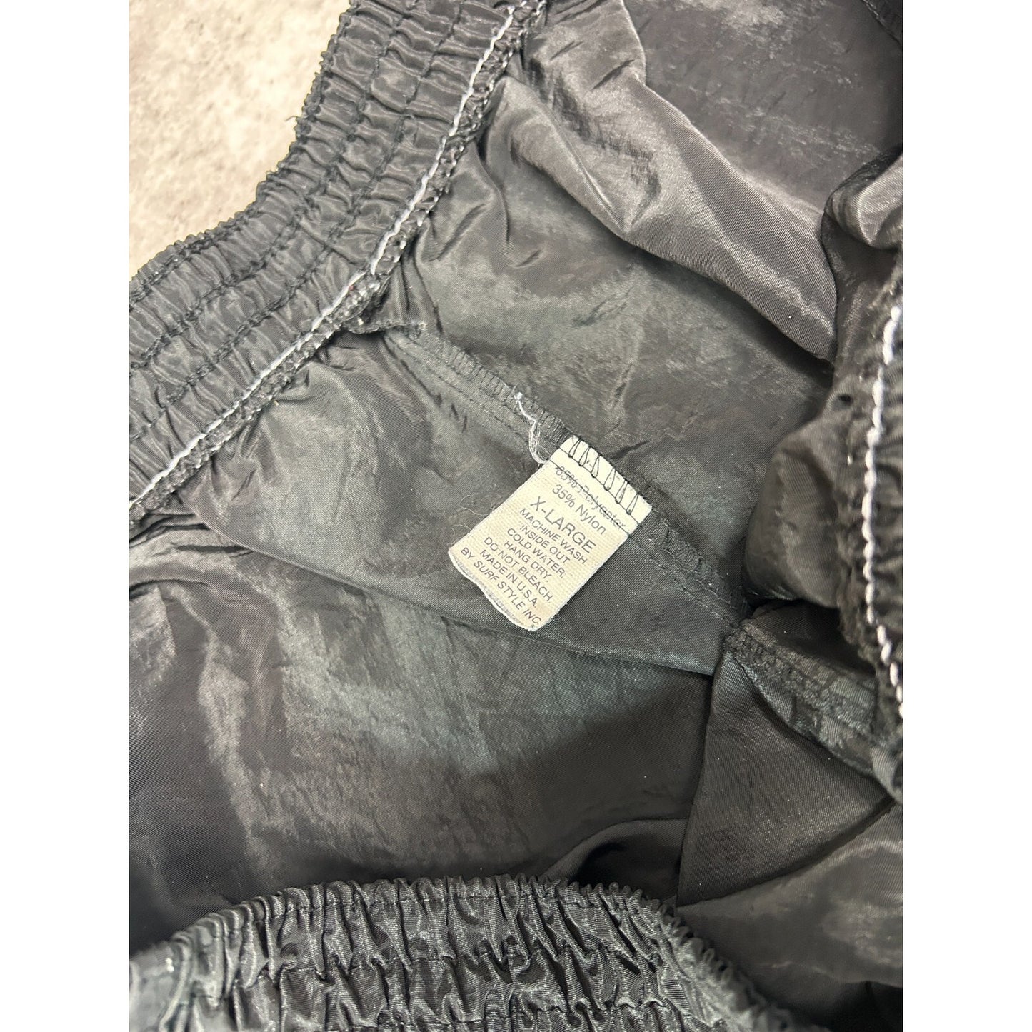 Vintage 90s Surf Style Embroidered Patch Nylon Track Pants Size XL Black