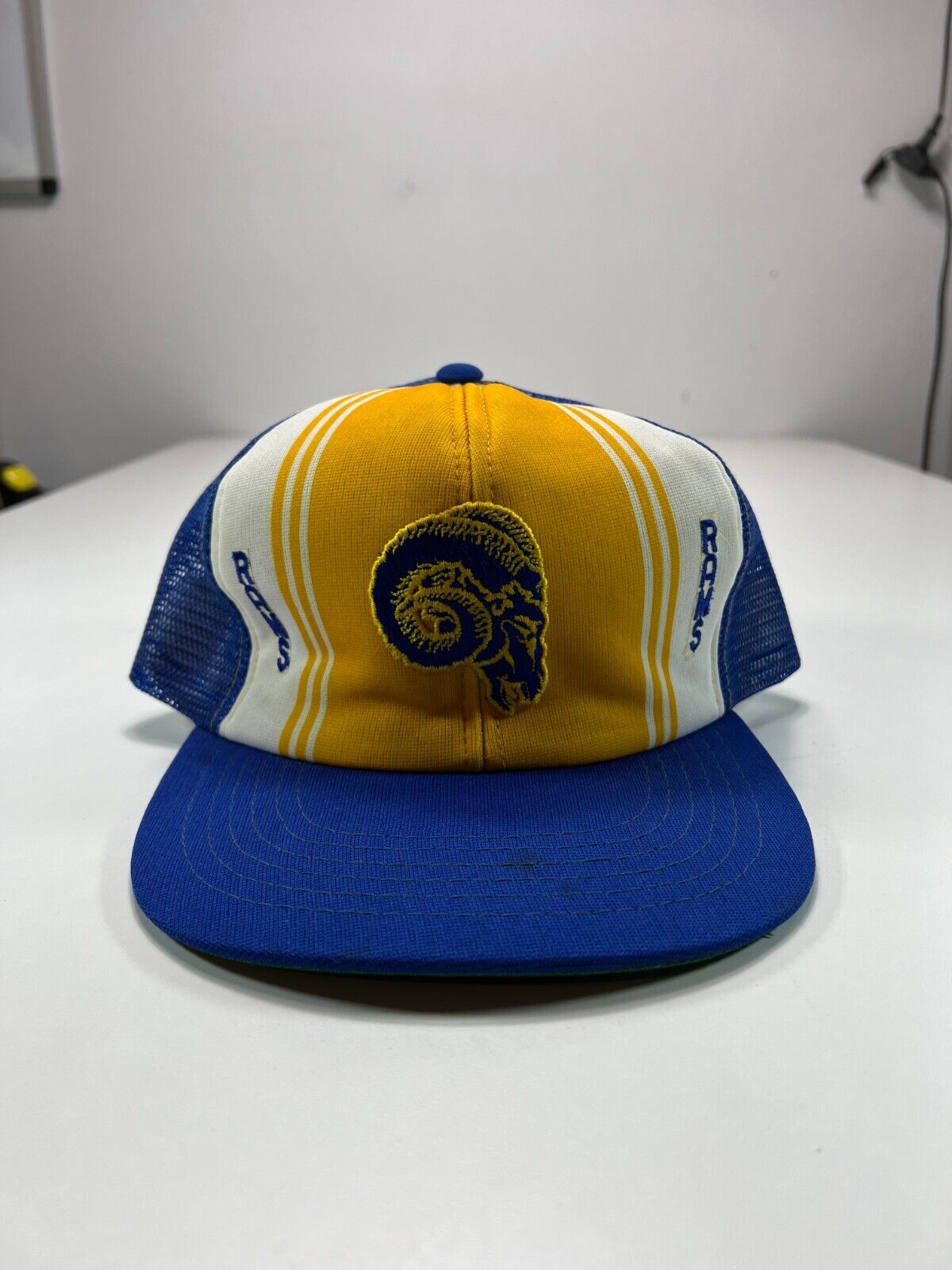 Vintage 80s Los Angeles Rams NFL Embroidered Trucker Style Snapback Hat OSFA