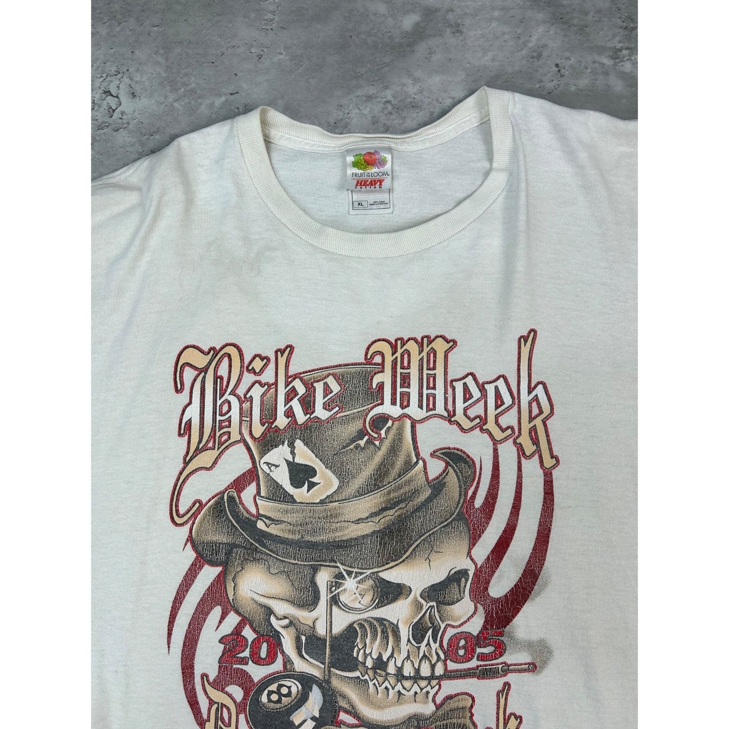 Vintage 2005 Daytona Bike Week Skull Graphic T-Shirt Size XL White
