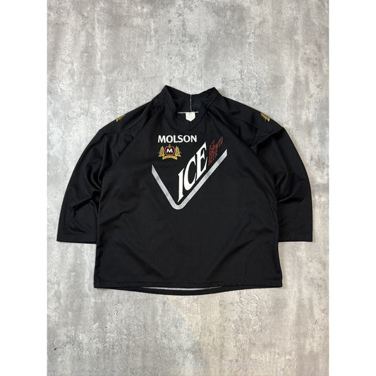 Vintage 90s Molson Ice #94 Beer Promo Spellout Hockey Jersey Size XL Black