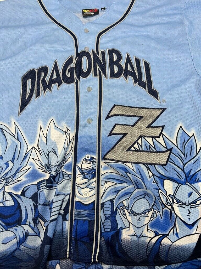 Vintage 2002 Dragon Ball Z Anime Promo Stitched Baseball Jersey Size XL Blue