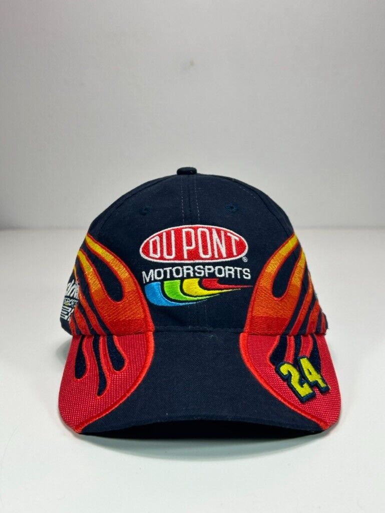 Vintage Jeff Gordon #24 Nascar Dupont Racing Flames Strapback Hat OSFA