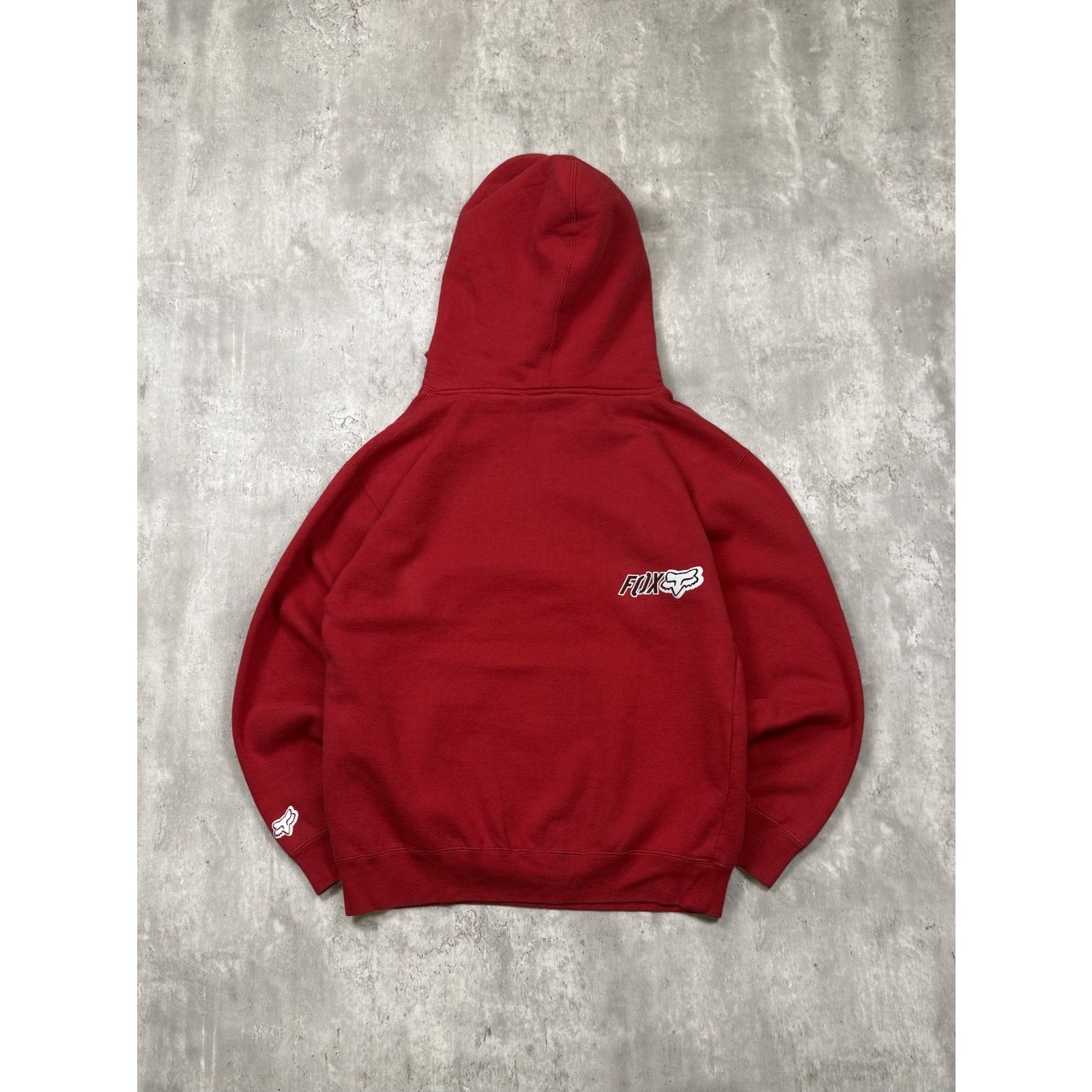 Vintage Fox Racing Graphic Logo Spellout Hooded Sweatshirt Size Small